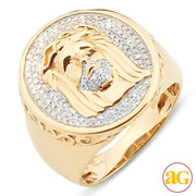 10KY 0.50CTW DIAMOND ROUND JESUS MENS RING - Johnny Dang & Co