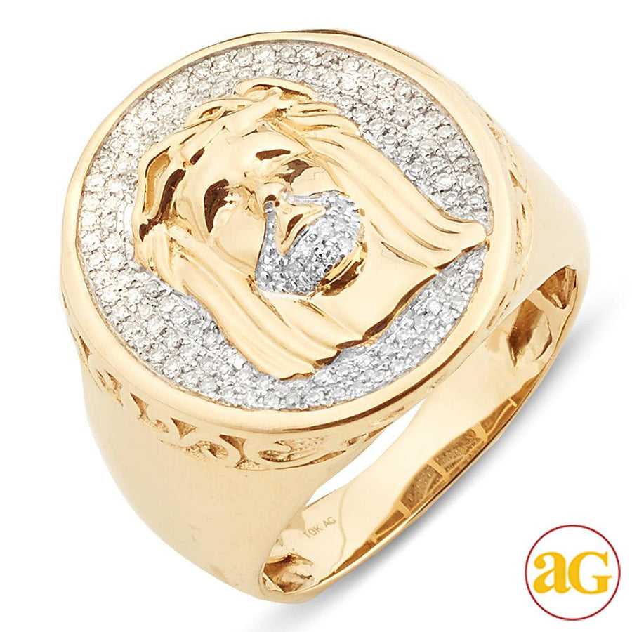 10KY 0.50CTW DIAMOND ROUND JESUS MENS RING - Johnny Dang & Co