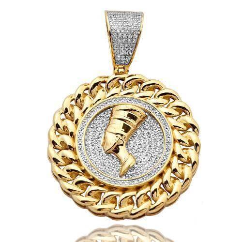 10KY 0.50CTW DIAMOND SIDEWAYS NEFERTITI MEDALLION - Johnny Dang & Co