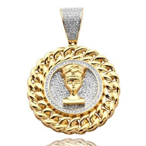 10KY 0.50CTW DIAMOND NEFERTITI MEDALLION WITH - Johnny Dang & Co