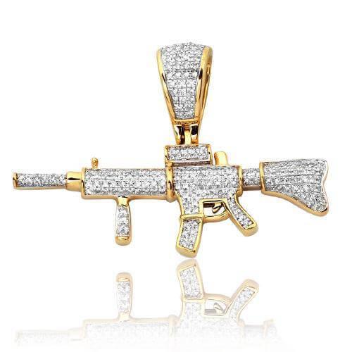 10KY 0.55CTW DIAMOND 'AR-15' GUN PENDANT - Johnny Dang & Co