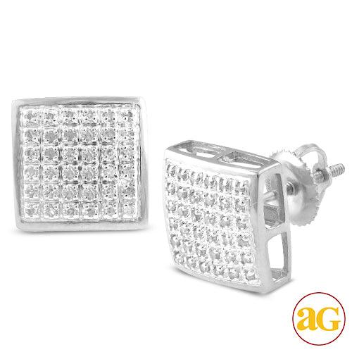 10KW 0.20CTW DIAMOND SQUARE DOME EARRINGS - Johnny Dang & Co