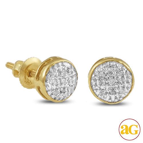 10KY 0.05CTW DIAMOND ROUND DOME EARRINGS - Johnny Dang & Co