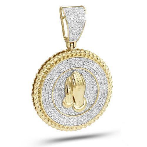 10KY 1.00CTW DIAMOND PRAYING HANDS MEDALLION - Johnny Dang & Co