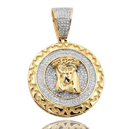 10KY 0.75CTW DIAMOND JESUS MEDALLION WITH NUGGET B - Johnny Dang & Co