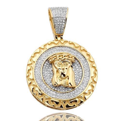 10KY 0.75CTW DIAMOND JESUS MEDALLION WITH NUGGET B - Johnny Dang & Co