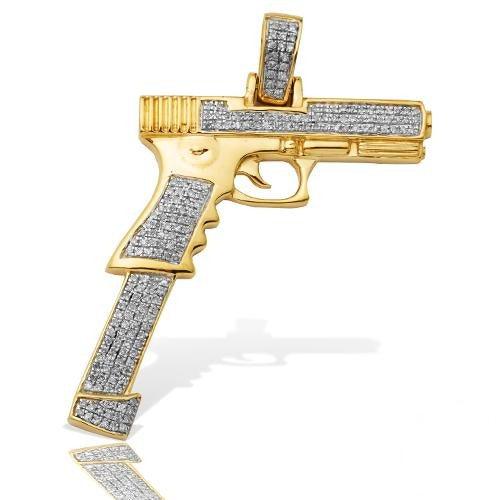 10KY 0.65CTW DIAMOND GUN PENDANT - EXTENDED CLIP - Johnny Dang & Co