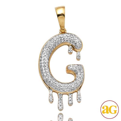 10KY 0.50CTW DIAMOND DRIPPING INITIAL PENDNAT - Johnny Dang & Co