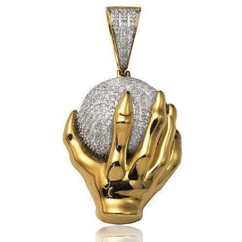 10KY 0.75CTW DIAMOND PENDANT - MONSTER HAND HOLDIN - Johnny Dang & Co