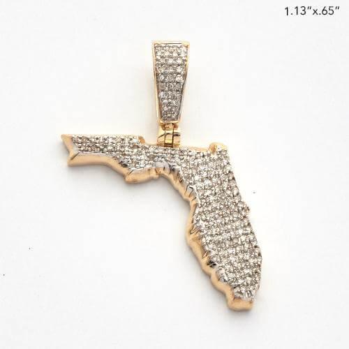 10KY 0.35CTW MICROPAVE DIAMOND 3-D STATE PENDANT - Johnny Dang & Co