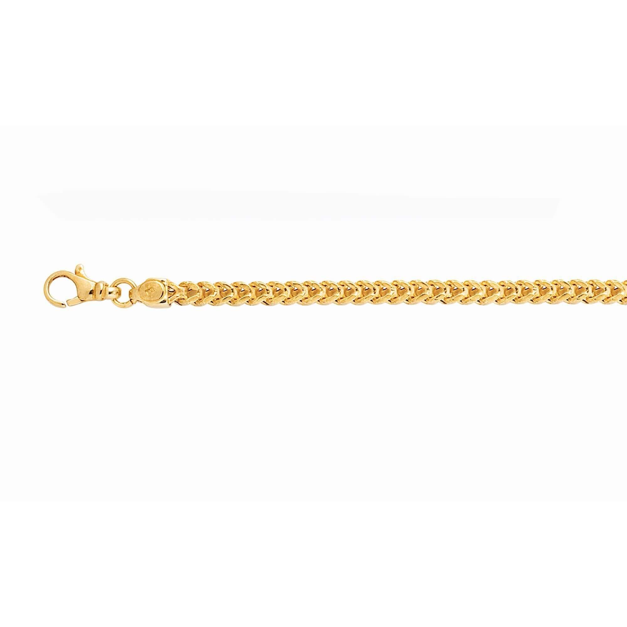 14kt 22 inches Yellow Gold 4.4mm Square Franco Chain with Lobster Clasp - Johnny Dang & Co