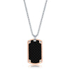 Stainless Steel Rose Gold Black Carbon Fiber Necklace - Johnny Dang & Co