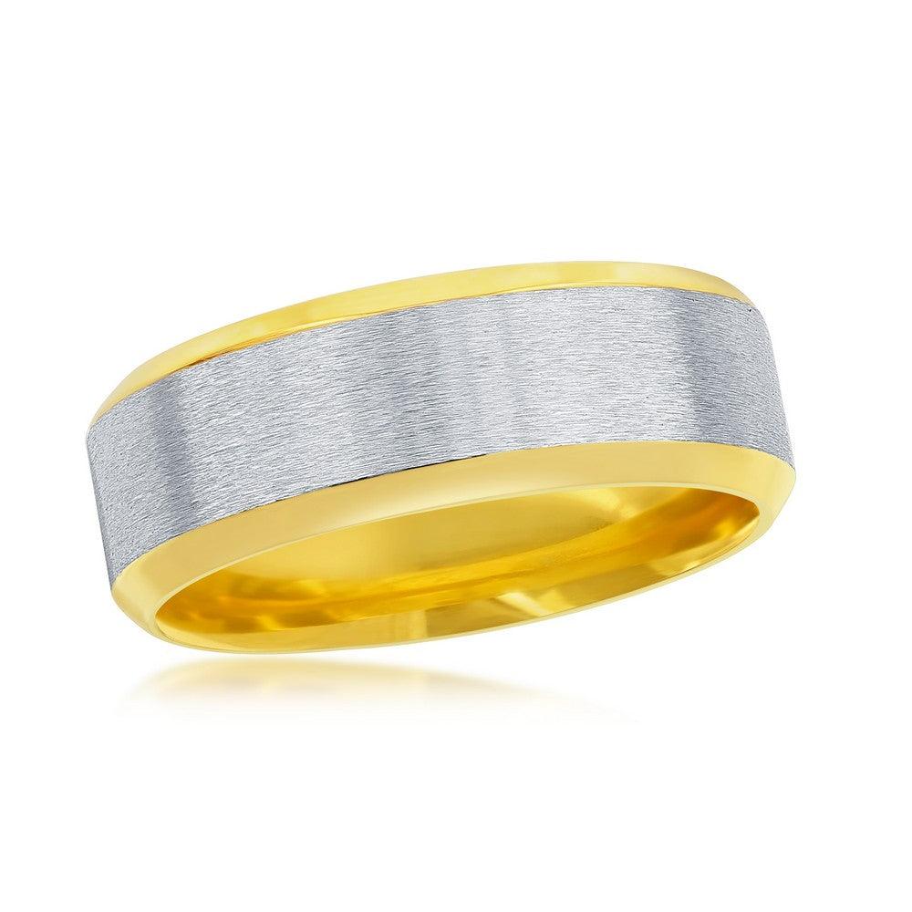 Stainless Steel Gold & Silver Satin Band Ring Size 9,10,11,12,13 - Johnny Dang & Co