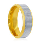 Stainless Steel Gold & Silver Satin Band Ring Size 9,10,11,12,13 - Johnny Dang & Co