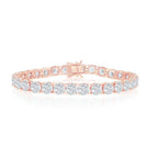 Sterling Silver 6mm Prong-Set Round CZ Tennis Bracelet - Rose Gold Plated - Johnny Dang & Co