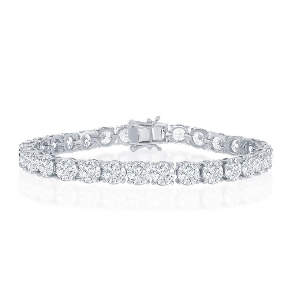 Sterling Silver 6mm Prong-Set Round CZ Tennis Bracelet - Rose Gold Plated - Johnny Dang & Co