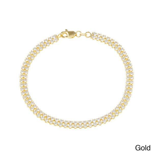 Sterling Silver GP Double Row CZ Tennis Bracelet - Johnny Dang & Co