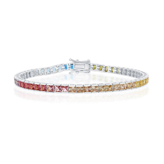 Sterling Silver Rainbow CZ Channel-Set Bracelet - Johnny Dang & Co