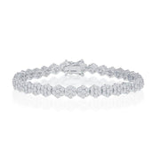 Sterling Silver Flower Design CZ Tennis Bracelet - Johnny Dang & Co