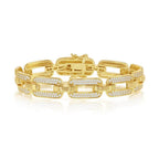 Sterling Silver Wide CZ Linked Bracelet - Gold Plated - Johnny Dang & Co