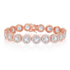 Sterling Silver Round Halo CZ Linked Bracelet - Rose Gold Plated - Johnny Dang & Co