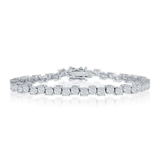 Sterling Silver Round Zig-Zag 4MM Cubic Zirconia Tennis Bracelet - Johnny Dang & Co