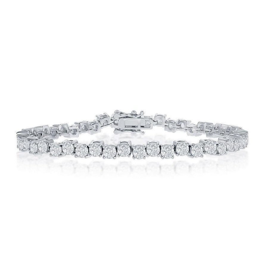 Sterling Silver Round Zig-Zag 4MM Cubic Zirconia Tennis Bracelet - Johnny Dang & Co