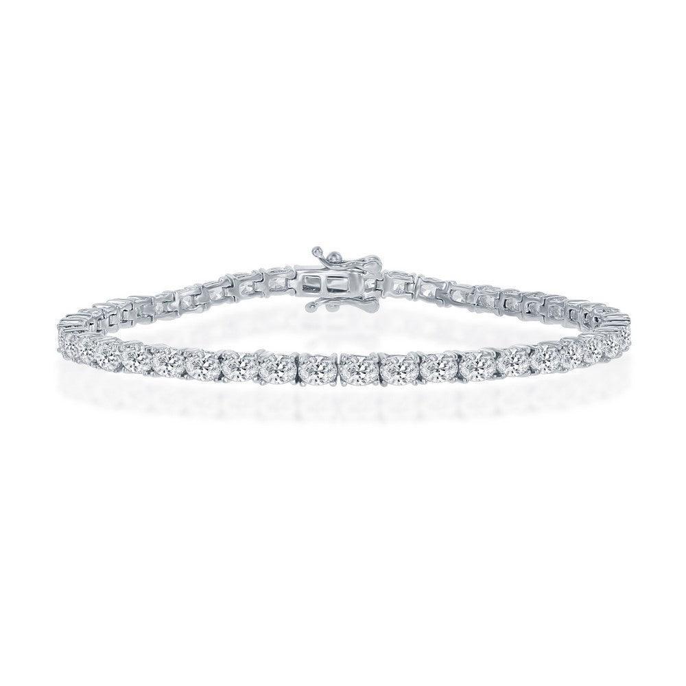 Sterling Silver 4x3mm Oval CZ Tennis Bracelet - Johnny Dang & Co