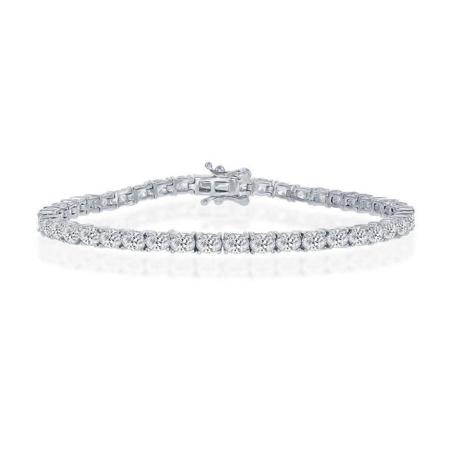 Sterling Silver 4x3mm Oval CZ Tennis Bracelet - Johnny Dang & Co
