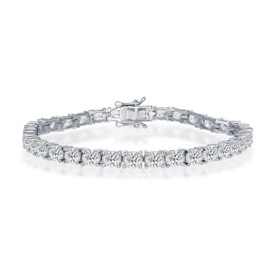 Sterling Silver 5x4mm Oval CZ Tennis Bracelet - Johnny Dang & Co