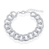 Sterling Silver Alternating Polished & Micro Pave CZ Solid Link Bracelet - Johnny Dang & Co