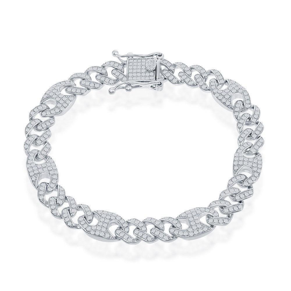 Sterling Silver CZ Cuban Marina Bracelet 7.5" - Johnny Dang & Co