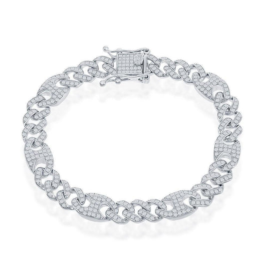 Sterling Silver CZ Cuban Marina Bracelet 7.5" - Johnny Dang & Co