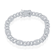 Sterling Silver CZ Cuban Marina Bracelet 7.5" - Johnny Dang & Co