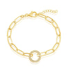Sterling Silver CZ Circle Paperclip Bracelet - Gold Plated - Johnny Dang & Co