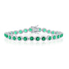 Sterling Silver Round Halo White & Emerald CZ Linked Bracelet - Johnny Dang & Co