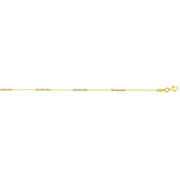 14K Tri-color Gold Diamond Cut Bead Station Anklet - Johnny Dang & Co