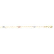 14K Tri-color Gold Diamond Cut Anklet - Johnny Dang & Co
