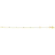 14K Tri-color Gold Diamond Cut Dangle Cross Anklet - Johnny Dang & Co