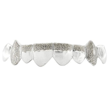 Bottom 14K Gold Diamond Dot cut and high polish Grill - Johnny Dang & Co