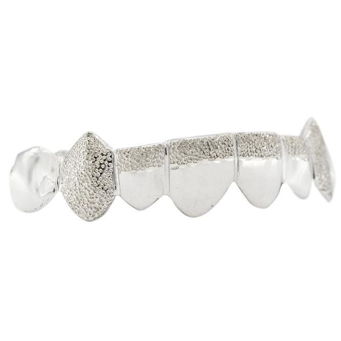 Bottom 14K Gold Diamond Dot cut and high polish Grill - Johnny Dang & Co