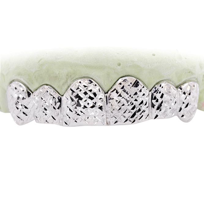 JDWR-6093- 6 TOP OR 6 BOTTOM TEETH HIGH POLISH DIAMOND CUT GRILL