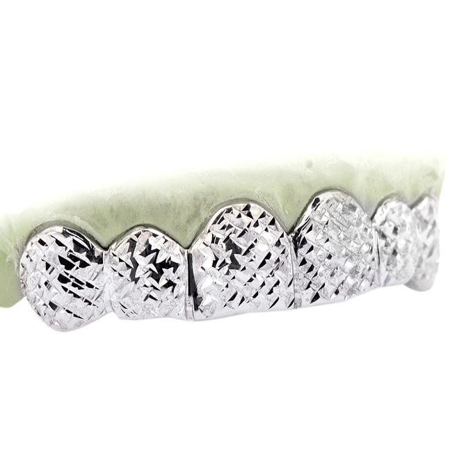 JDWR-6093- 6 TOP OR 6 BOTTOM TEETH HIGH POLISH DIAMOND CUT GRILL