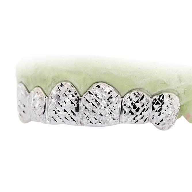 JDWR-6093- 6 TOP OR 6 BOTTOM TEETH HIGH POLISH DIAMOND CUT GRILL