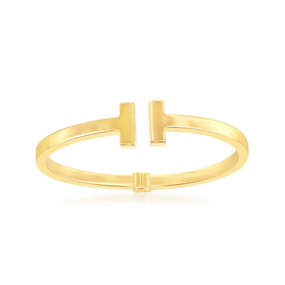 Sterling Silver Shiny Hinged Bangle - Gold Plated - Johnny Dang & Co
