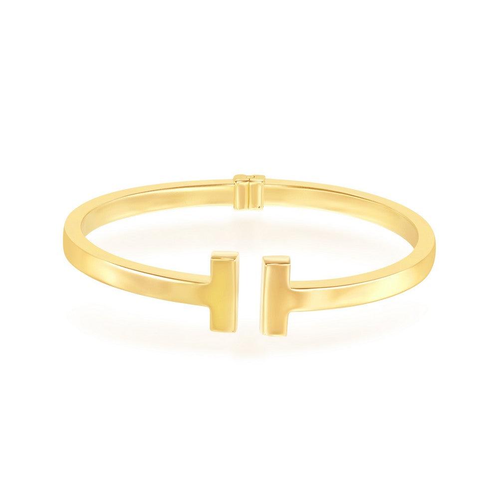 Sterling Silver Shiny Hinged Bangle - Gold Plated - Johnny Dang & Co