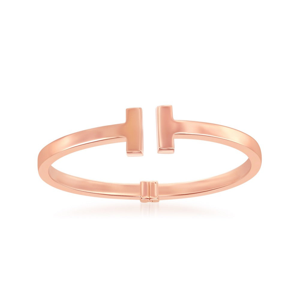 Sterling Silver Shiny Hinged Bangle - Gold Plated - Johnny Dang & Co