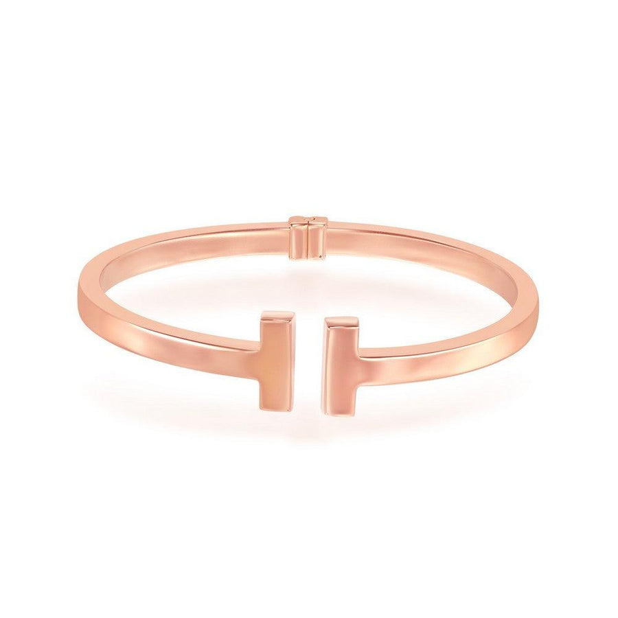 Sterling Silver Shiny Hinged Bangle - Gold Plated - Johnny Dang & Co
