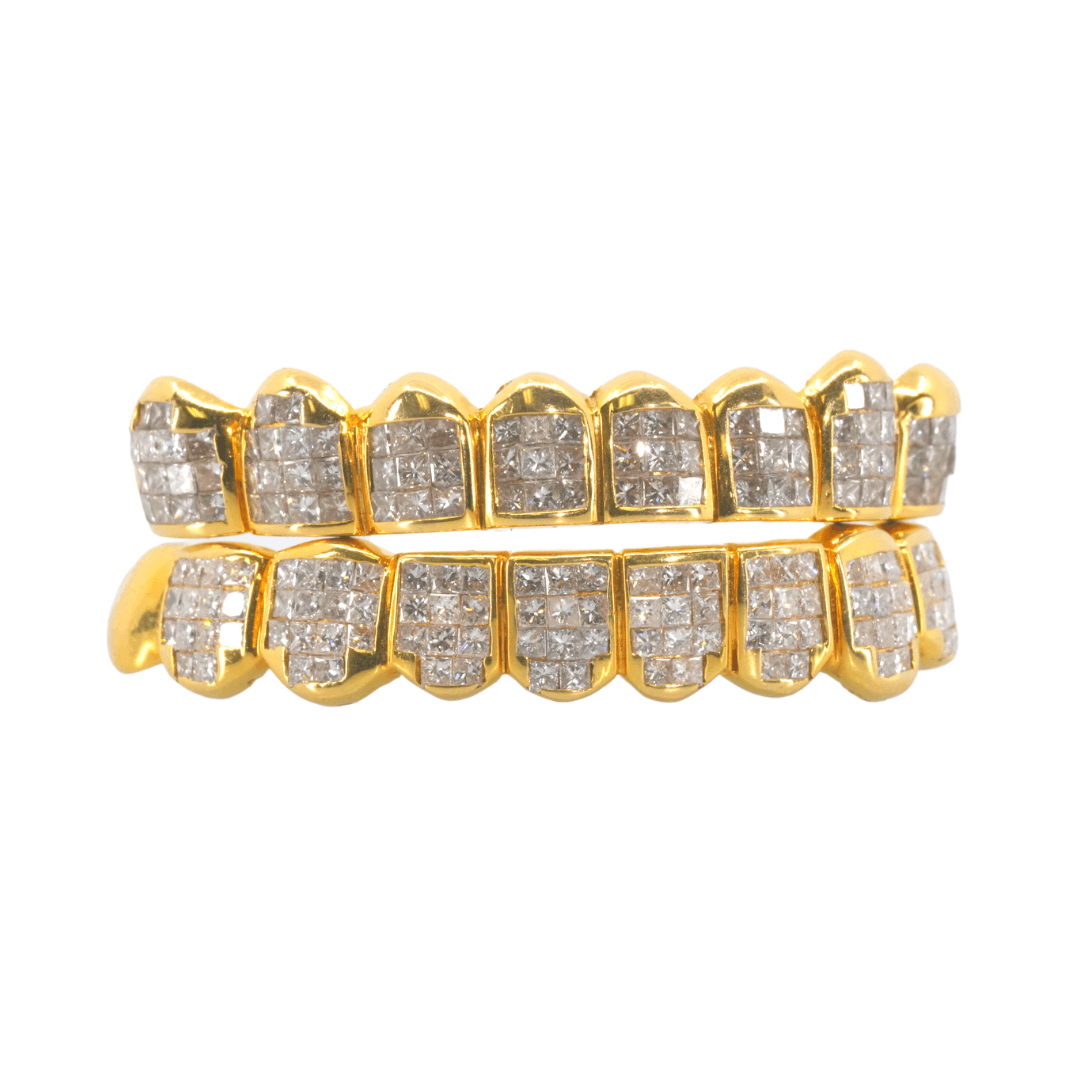 18k Flawless Princess Cut Diamond Invisible Set Grillz - Johnny Dang & Co