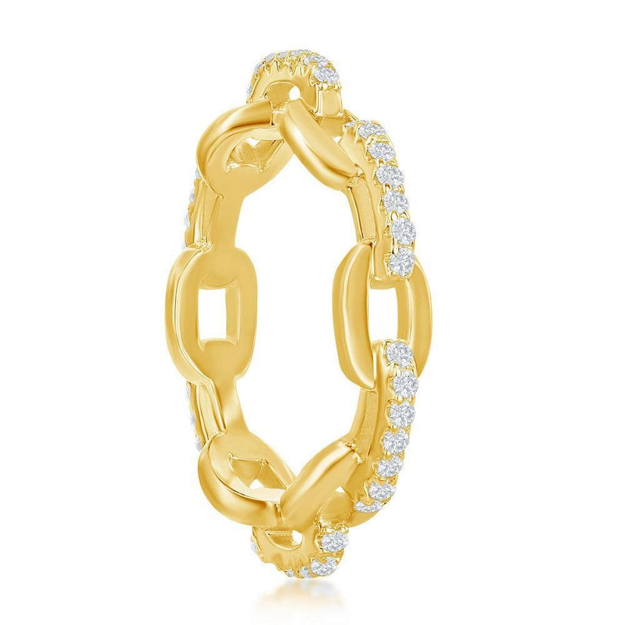 Sterling Silver CZ Paperclip Ring - Gold Plated - Johnny Dang & Co